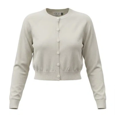 E.u.x. Exclusive Shimmer Knit Raglan Sleeve Cropped Cardigan In Neutral
