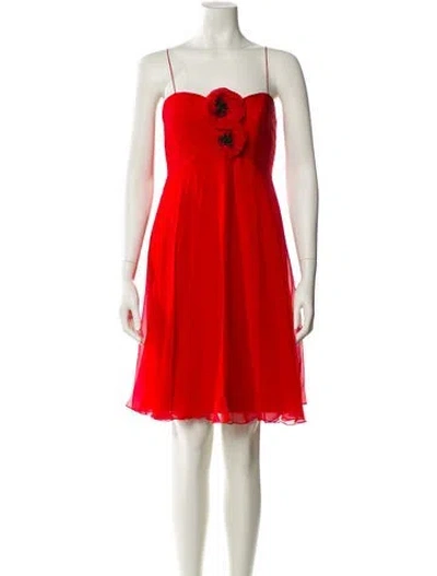Pre-owned Eva Chun Silk Mini Dress In Red