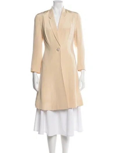 Pre-owned Eva Chun Silk Trench Coat In Neutral