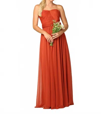 Eva Convertible Long Bridesmaids Dress In Rust In Orange