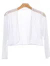 Eva Fashion 3277 Chiffon Bolero Jacket Formal In White