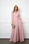Eva Fashion 3410 Long Sleeve Formal Mother Of The Bride Dress In Pink