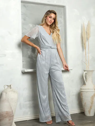 Eva Fashion 3467 Long Formal Evening Jumpsuit In Silver