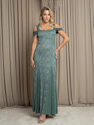 Eva Fashion 3475 Long Formal Glitter Evening Dress In Green
