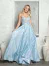 Eva Fashion 3478 Long Ball Gown Metallic Formal Prom Dress In Blue