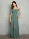 Eva Fashion 3485 Bridesmaids Long Slit Formal Dress In Green