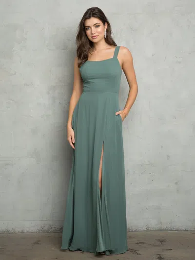 Eva Fashion 3485 Bridesmaids Long Slit Formal Dress In Green