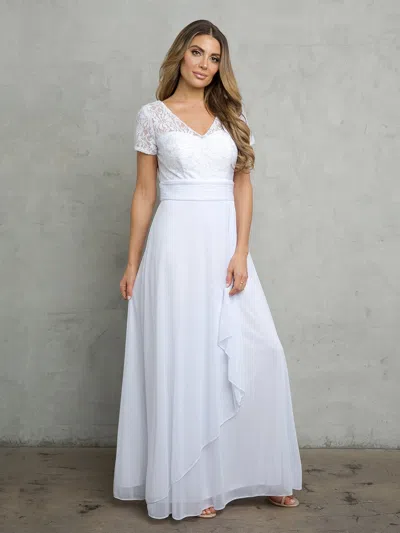 EVA FASHION 3486 A LINE LACE SIMPLE LONG WEDDING DRESS