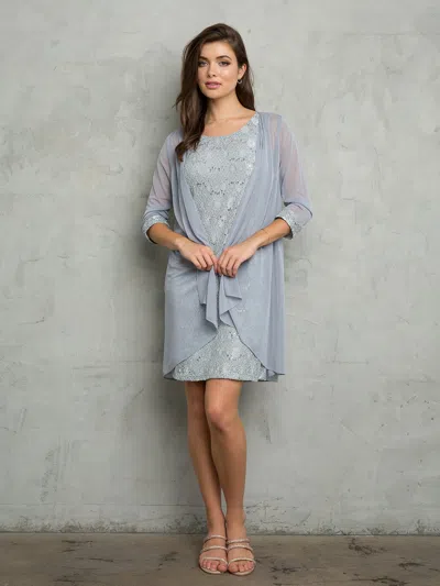 Eva Fashion 3490 Two Piece Short Mother Of The Bride Dress In Silver