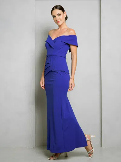 Eva Fashion 3500 Long Formal Fitted Evening Dress In Blue