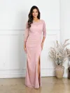 Eva Fashion 3501 Long Formal Mother Of The Bride Slit Dress In Pink
