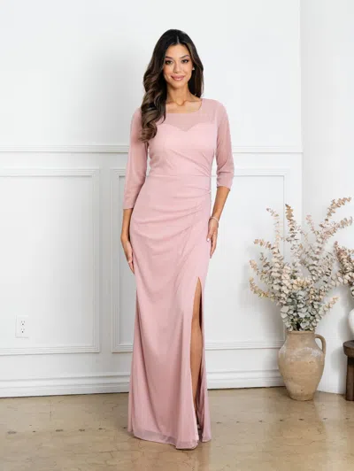 Eva Fashion 3501 Long Formal Mother Of The Bride Slit Dress In Pink