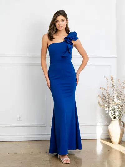 Eva Fashion 3515 Fitted Long Formal Ruffled Prom Dress In Blue