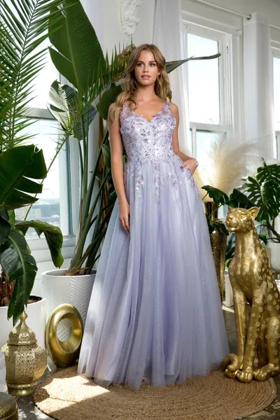 Eva Fashion 5244 Long Sleeveless Formal Prom Dress In Purple