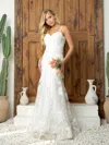 Eva Fashion 5250 Long Bridal Gown Lace Bolero Wedding Dress In White
