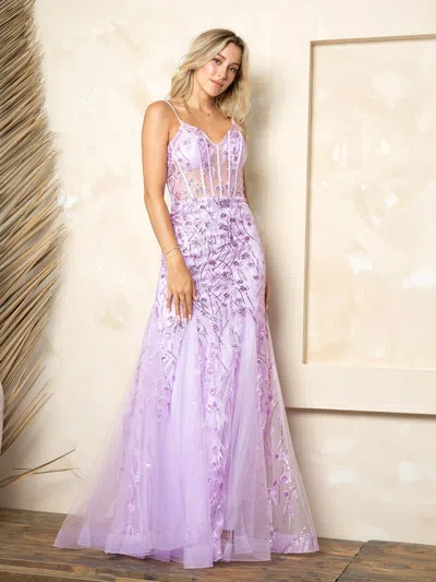 Eva Fashion 5251 Long Mermaid Formal Prom Dress In Purple