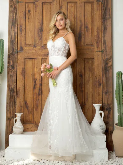 Eva Fashion 5251 Simple Long Mermaid Lace Wedding Dress In White