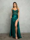 Eva Fashion 5253 Formal Fitted Beaded Long Slit Prom Dress In Green