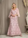 Eva Fashion 5255 Long Formal Mother Of The Bride Cape Dress In Pink