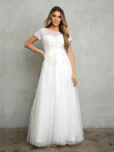 Eva Fashion 5261 Long Bridal Gown A Line Applique Wedding Dress In White