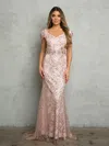 Eva Fashion 5266 Long Formal Glitter Applique Evening Dress In Pink