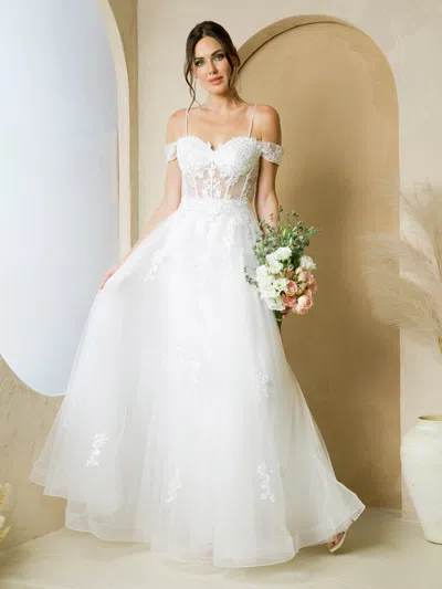 Eva Fashion 5270 Long Bridal A Line Removable Sleeve Wedding Dress In White