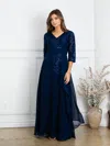 Eva Fashion 5283 Pleated Long Mother Of The Bride Formal Dress In Blue