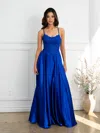 Eva Fashion 5289 A Line Long Formal Lace Applique Corset Prom Dress In Blue