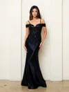 Eva Fashion 5291 Long Formal Fitted Sequin Prom Dress In Black