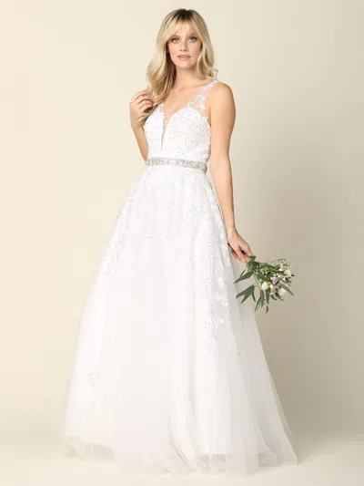 Eva Fashion Bridal Long Gown Sleeveless Wedding Dress In White