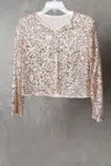 Eva Fashion Formal Sequins Bolero Evening Jacket In Gold