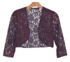 Eva Fashion Formal Bolero Long Sleeve Lace Jacket In Purple