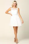 Eva Fashion Homecoming Short Sleeveless Lace Cocktail Dress In White