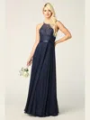 Eva Fashion Lace Halter Chiffon Long Bridesmaids Dress In Blue