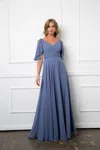 Eva Fashion Long Bridesmaids Formal Chiffon Dress In Blue
