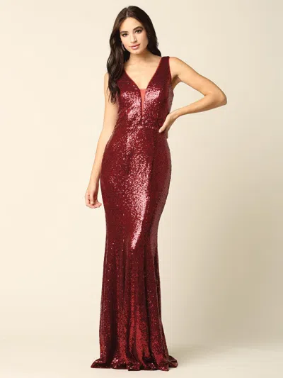 Eva Fashion Long Fitted Formal Sleeveless Prom Dress In Red
