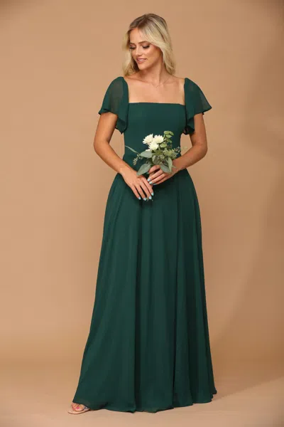 Eva Fashion Long Formal Bridesmaids Chiffon Evening Gown In Green