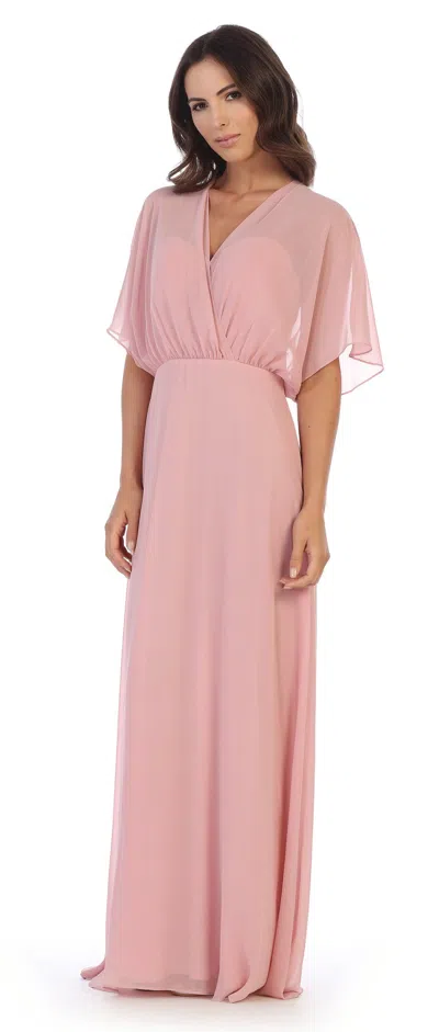 Eva Fashion Long Formal Mother Of The Bride Draped Chiffon Gown In Pink