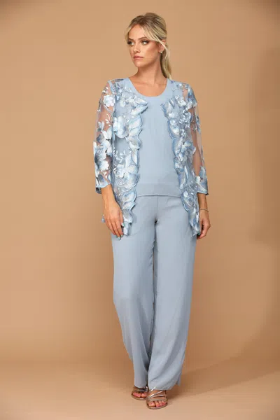 Eva Fashion Long Formal Mother Of The Bride Pant Set In Blue