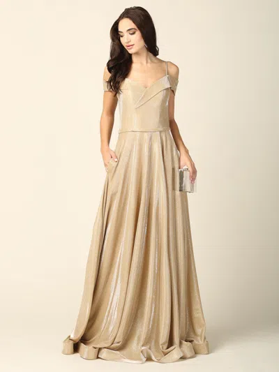 Eva Fashion Long Formal Off Shoulder Glitter Ball Gown In Gold
