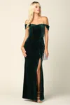 Eva Fashion Long Formal Off Shoulder Velvet Evening Dress In Green