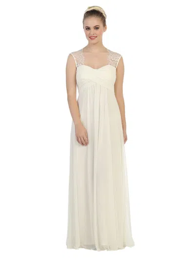 Eva Fashion Long Formal Sleeveless Chiffon Bridesmaids Dress In Neutral