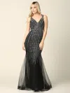 Eva Fashion Long Formal Sleeveless Fitted Prom Gown In Black