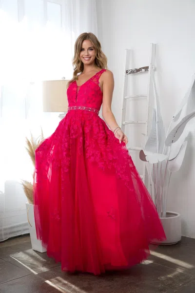 Eva Fashion Long Formal Sleeveless Prom Ball Gown In Red