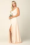Eva Fashion Long Formal Sleeveless Satin Bridesmaids Dress In Gold