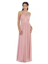 Eva Fashion Long Halter Bridesmaids Dress In Pink