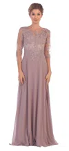 Eva Fashion Long Mother Of The Bride Formal Chiffon Dress In Purple