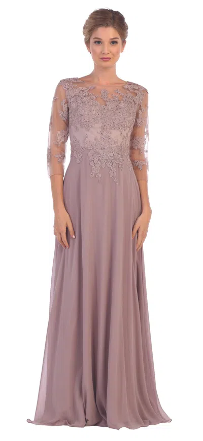 Eva Fashion Long Mother Of The Bride Formal Chiffon Dress In Purple