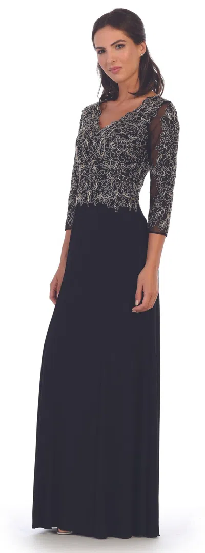 Eva Fashion Long Mother Of The Bride Long Sleeve Formal Dress In Blue