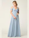 Eva Fashion Long Off Shoulder Bridesmaids Dress In Blue